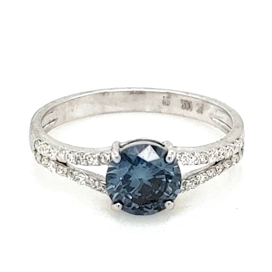 1.00 Ctw CVD Blue Diamond and 0.18 White Diamond Ring in 14K WG