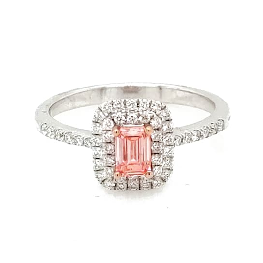 0.40 Ctw CVD Pink Diamond and 0.32 Ctw White Diamond Ring in 14K WG