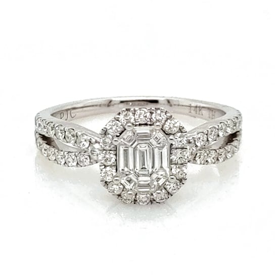 0.35Cts Pie Cut Diamond and 0.70Cts White Diamond Accents Ring in 14K