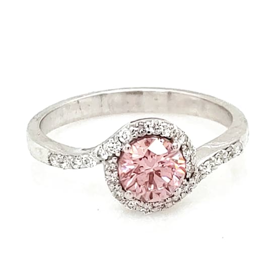 0.68 Ctw CVD Pink Diamond and 0.20 Ctw White Diamond Ring in 14K WG