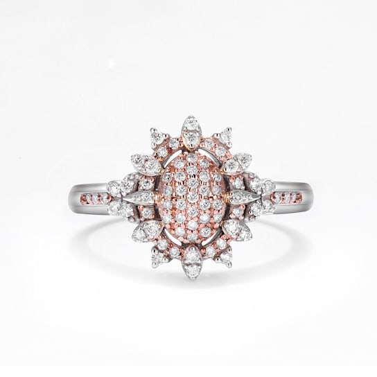 0.15Cts Pink Diamond and 0.15 Cts White Diamond Ring in 14K