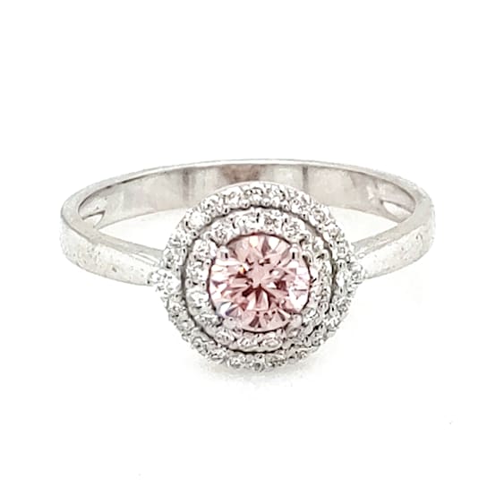 0.43 Ctw CVD Pink Diamond and 0.24 Ctw White Diamond Ring in 14K WG