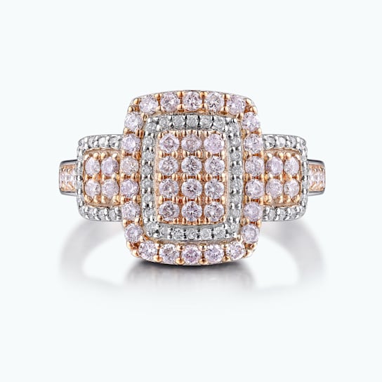 0.70cts pink diamond and 0.60 white diamond ring in 14k two tone