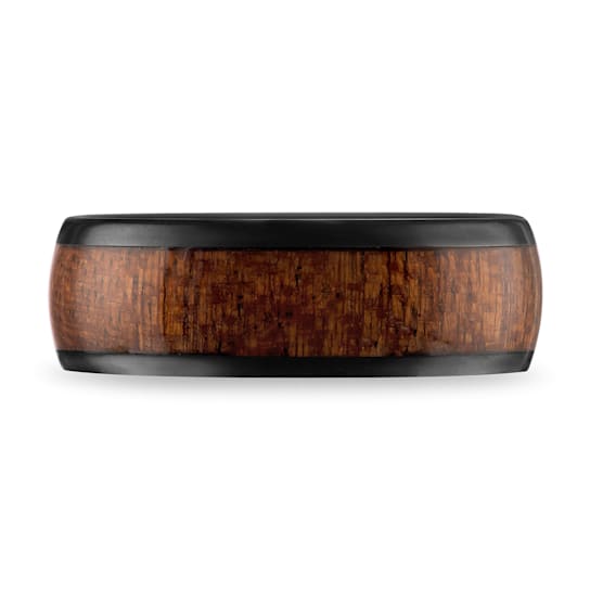 Tungsten Black Ion Plating Wood Center Mens Band