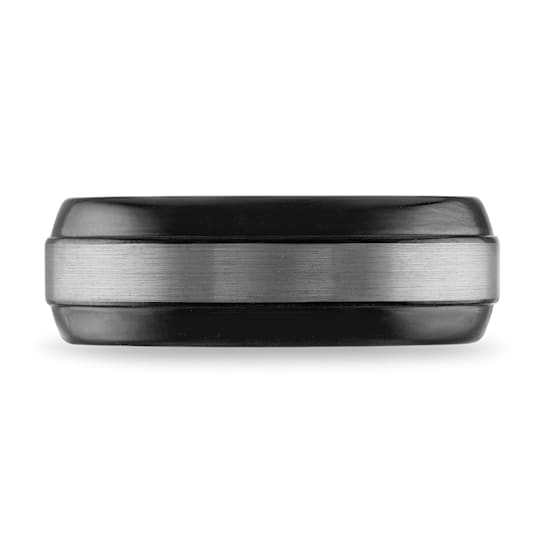 Tungsten Black Ion Plating Grey Center Mens Band