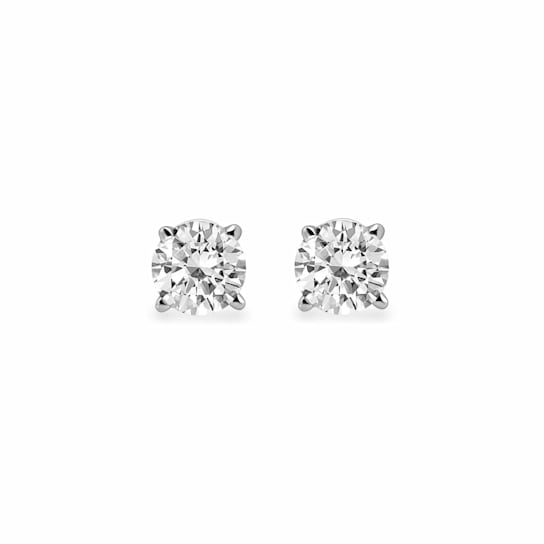 14K White Gold with 3/4 Ctw Natural White Round Diamond Stud Earrings