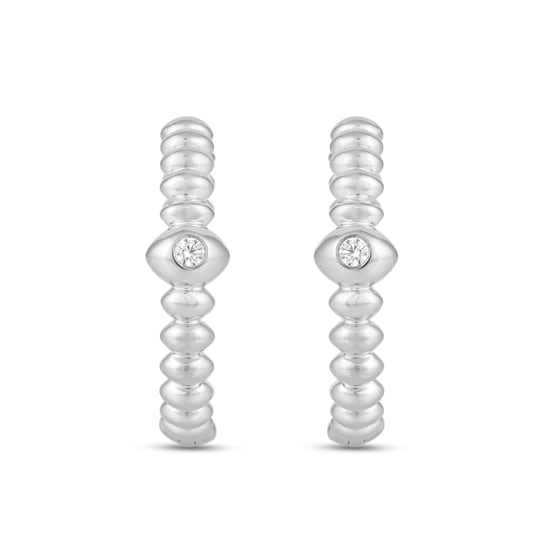 MFY x Anika Sterling Silver with 1/20 Cttw Lab-Grown Diamond Hoop Earrings