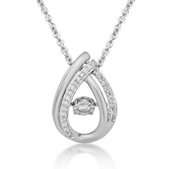 White Diamond Sterling Silver Drop Pendant 0.10 CTW