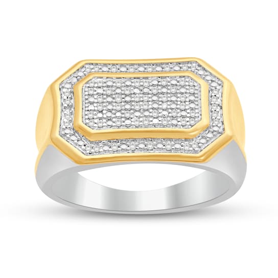 Natural White Diamond 14K Yellow Gold Over Sterling Silver Men's Ring
0.20 CTW