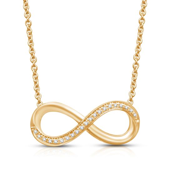 Jewelili 14K Yellow Gold Over Sterling Silver White Diamond Infinity
Necklace, 18" Cable Chain