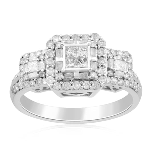 White Diamond 10K White Gold Engagement Ring 1.00Ctw.