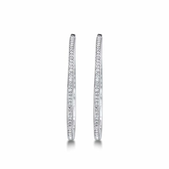 White Diamond Sterling Silver Hoops Earrings 0.16 CTW