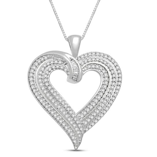 White Diamond 10K White Gold Heart Pendant 0.50 CTW