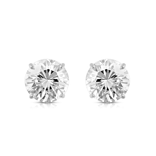10K Gold 7 MM Round White Cubic Zirconia Stud Earrings