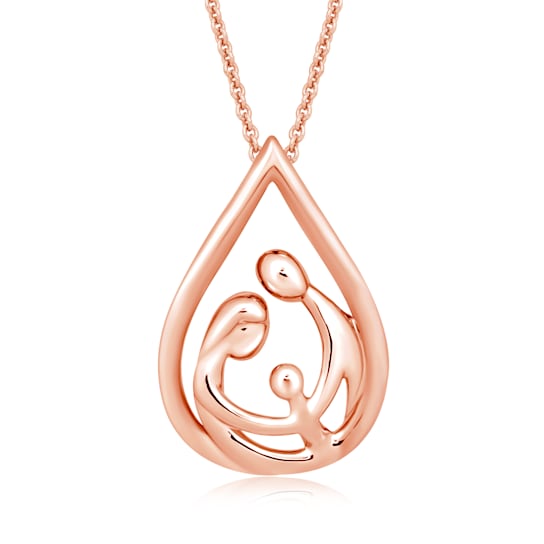 14K Rose Gold Over Sterling Silver Family Heart Pendant