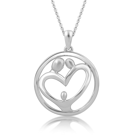 Sterling Silver Parents and One Child Family Pendant