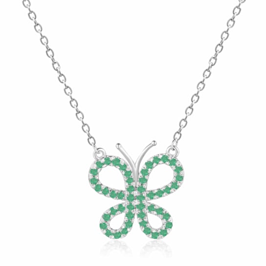 Emerald Butterfly Sterling Silver Necklace