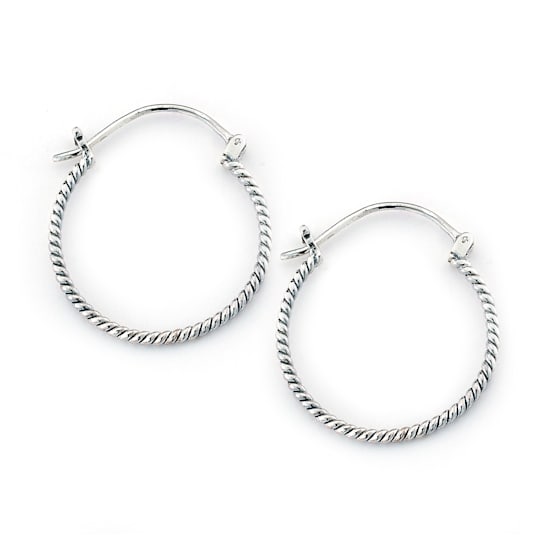 Sterling Silver Twisted Rope Design 1" Hoop Earrings