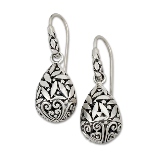 Sterling Silver Balinese Design Drop Earrings
