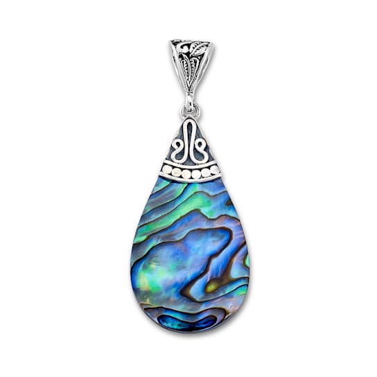 Sterling Silver Gems of the Sea Abalone Pearshape Pendant