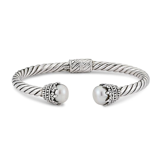 Sterling Silver White Pearl Bangle