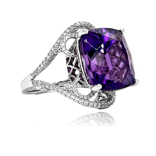 14KW AMETHYST CUSHION RING