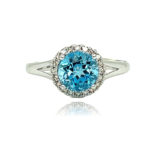 14KW BLUE TOPAZ  ROUND RING
