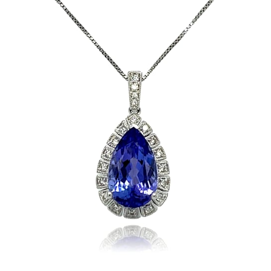 18K White Gold Tanzanite Pear Shaped Pendant