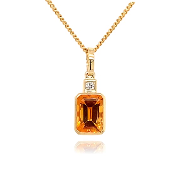14K Yellow Gold Octagonal Citrine Pendant