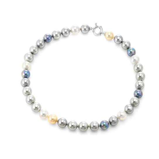 12mm Multi-Hue Organic Man-Made Pearl Necklace