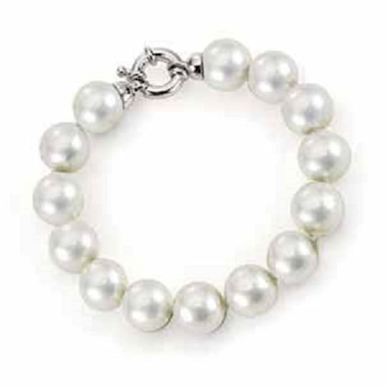 10mm White Organic Man-Made Pearl Bracelet