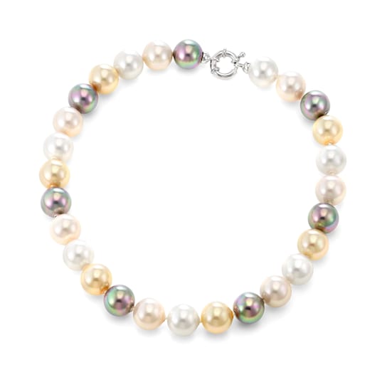 14mm Mult-Hue Organic Man-Made Pearl Necklace