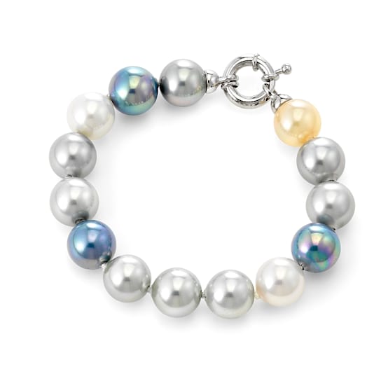 12mm Multi-Hue Organic Man-Made Pearl Bracelet