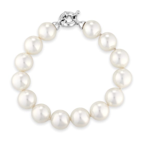 12mm White Organic Man-Made Pearl Bracelet