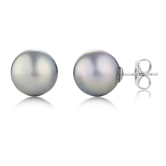 10mm Gray Organic Man-Made Stud Earrings