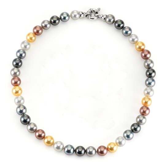 10mm Multi-Hue Organic Man-Made Pearl Necklace