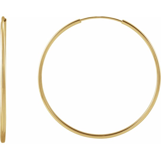 14K Yellow Gold 30 mm Flexible Endless Huggie Hoop Earrings for Women