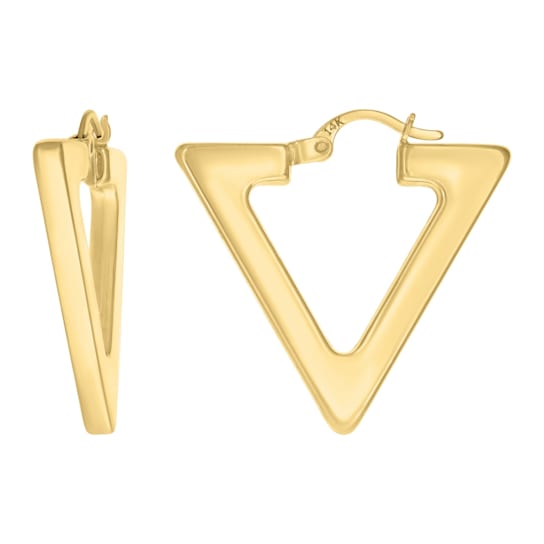 Triangle V Shape 14K Yellow Gold Hoop Earrings