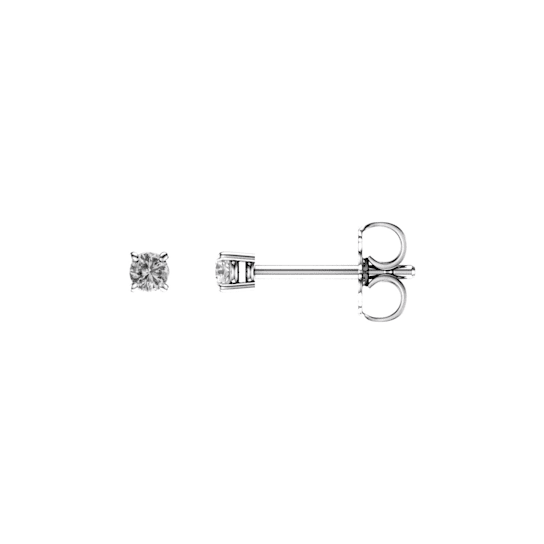 14K White Gold 2.5 mm Natural White Sapphire Stud Earrings for Women
with Friction Post