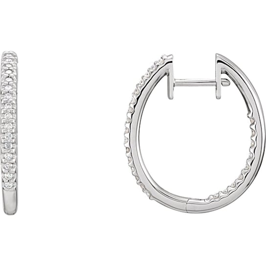 14k White Gold 1 CTW Diamond Inside-Outside Hinged 27.8 mm Hoop Earrings
for Women