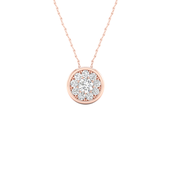 10k Rose Gold Diamond Halo Pendant With 18 Inch Chain (H-I Color, I2
Clarity)(1/4 ctw)