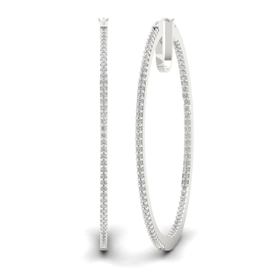925 Sterling Silver 1/2ctw Diamond Womens Large Hoop Earrings ( H-I
Color, I2 Clarity )