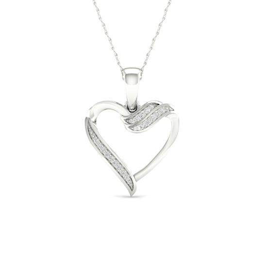 10K White Gold Diamond Heart Pendant Rope Chain Necklace for Women
18inch (1/20ct / I2,H-I)