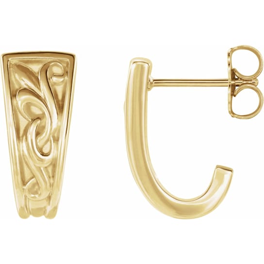 14K Yellow Gold Vintage-Inspired Hoop Earrings for Women