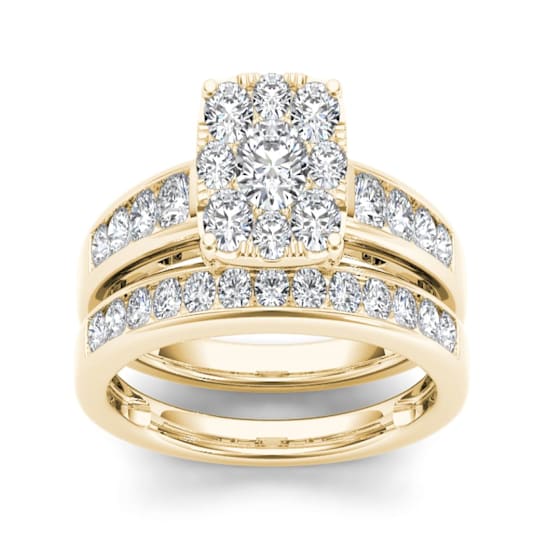 10K Yellow Gold 1.0ctw Round Diamond Ladies Bridal Halo Engagement Ring
( I2-Clarity-H-I-Color )