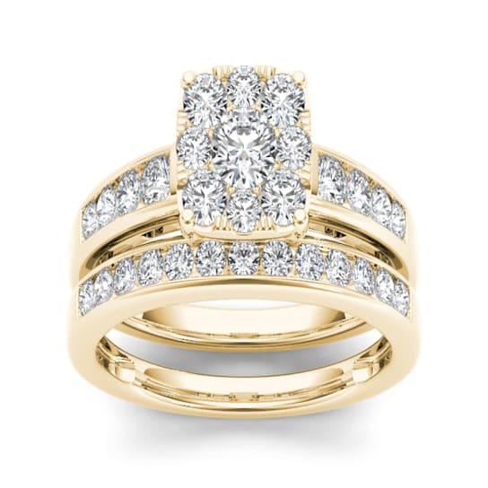 10K Yellow Gold 1.0ctw Round Diamond Ladies Bridal Halo Engagement Ring
( I2-Clarity-H-I-Color )