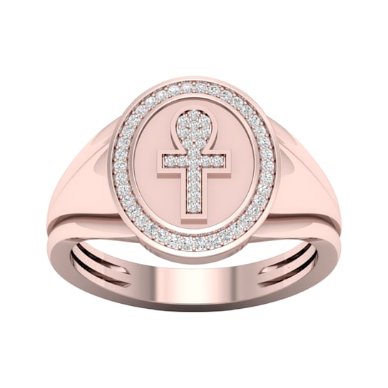 10K Rose Gold .15ctw Round Diamond Cross Band Ring (0.15cttw, Color H-I,
Clarity I2)