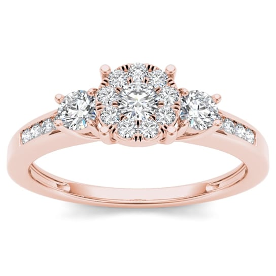 10K Rose Gold .50ctw Round Diamond Ladies Promise Halo Engagement Ring (
I2-Clarity-H-I-Color )
