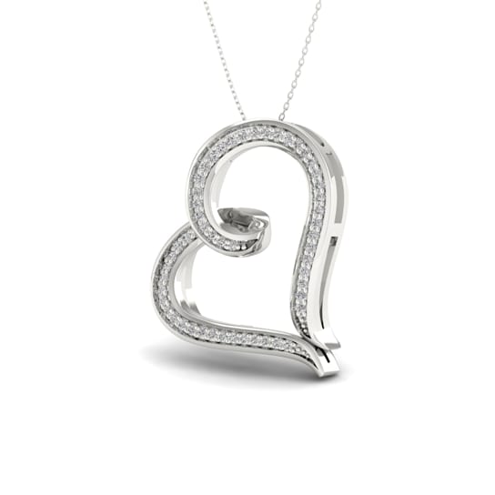Sterling Silver Diamond Heart Pendant With 18 Inch Chain (H-I Color, I2
Clarity)(0.16 ctw)