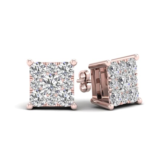 10k Rose Gold 0.35ctw Diamond Womens Square Stud Earrings ( H-I Color,
I2 Clarity )